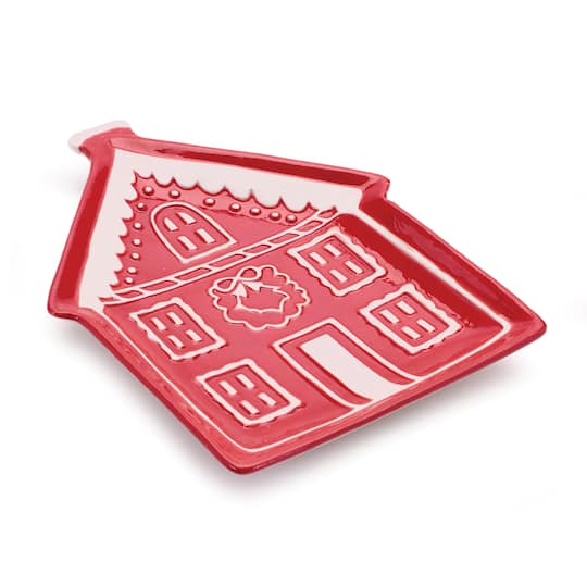 Melrose 8.5" Red Gingerbread House Ceramic Plates, 4ct.